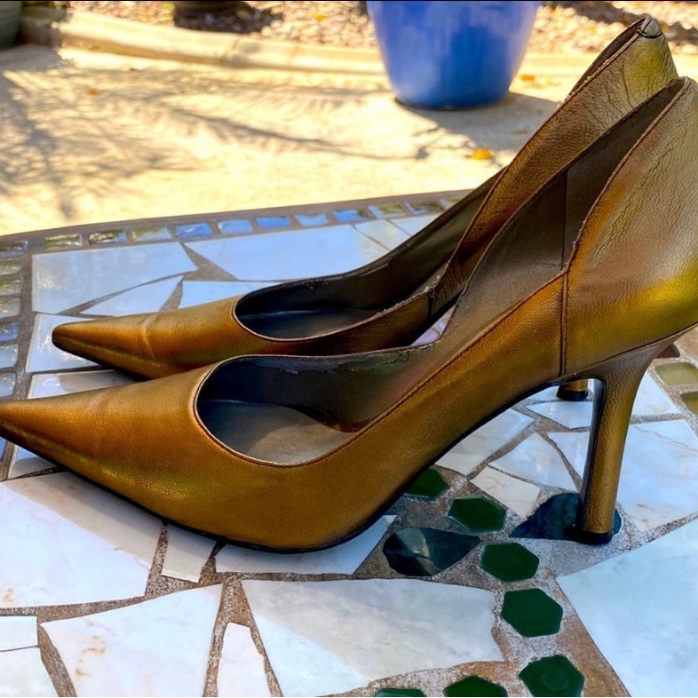 Nine West Bronze/ Gold Tone Metallic Pointy Toe Heels |Size 8.5